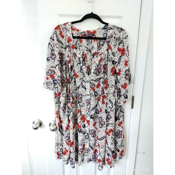 Roaman's Women's Size 28W Crepe Floral Button Down Bohemian Beachy Rayon Dress - Picture 11 of 11